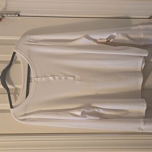 SO BRAND WOMENS JUNIORS PLUS SIZE WHITE LONG SLEEVES RIBBED HENLEY TOP SIZE 3X